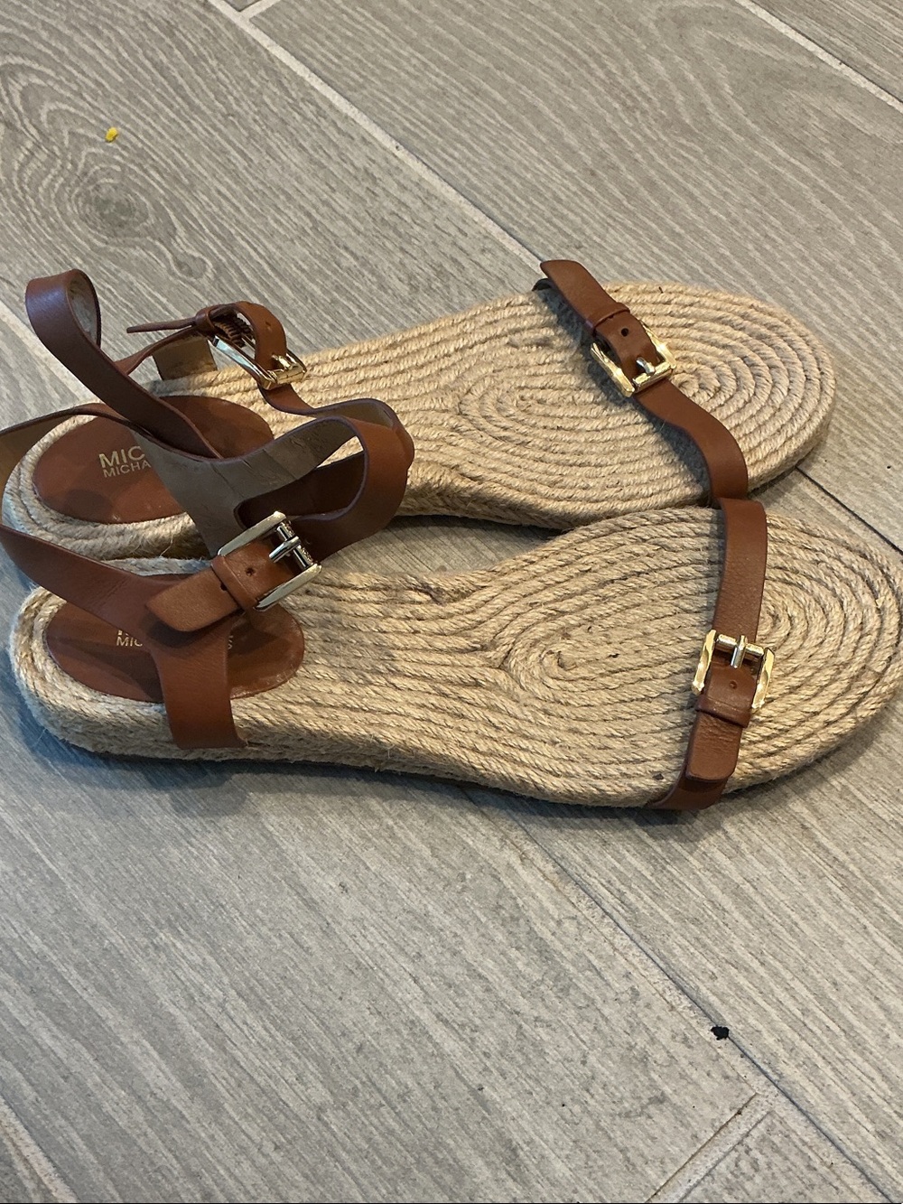 Michael Kors Kyla Tan Brown Leather Espadrille Sandals Women’s Sz 10M - Picture 4 of 5